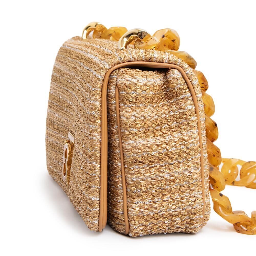 Burberry Effect Laura Chain Shoulder Bag Viscose Polyurethane Leather Beige - Picture 6 of 10